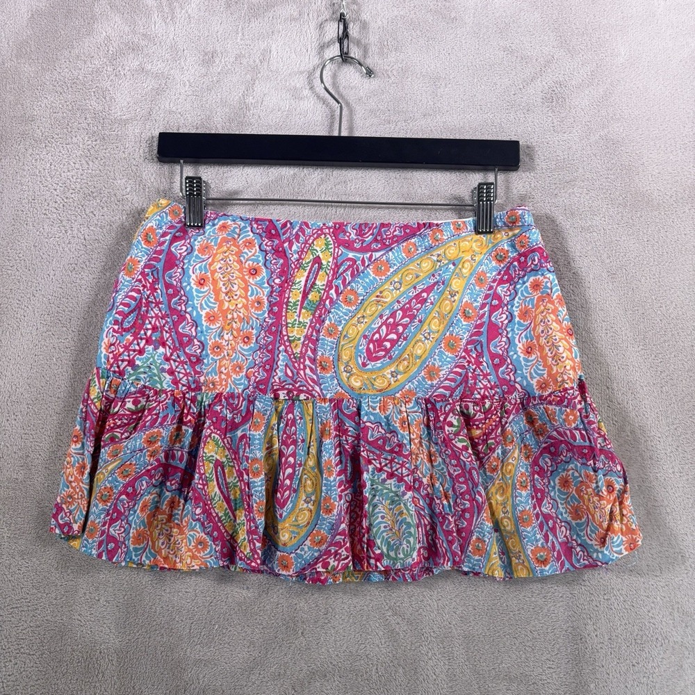 Lauren Ralph Lauren Mini Skirt Womens Small Multicolor Paisley Ruffle Boho - Picture 5 of 5